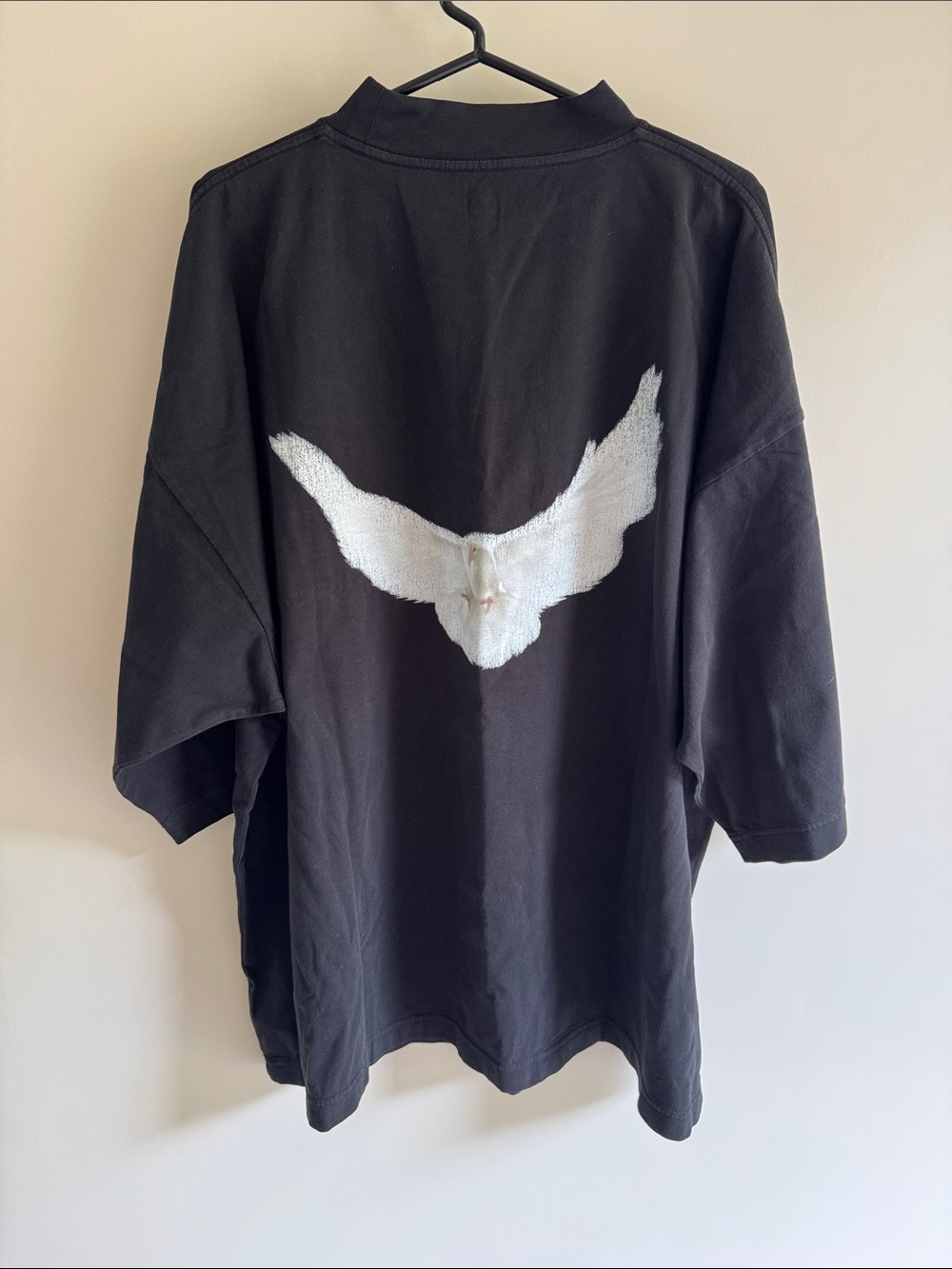nwt yzy gap balenciaga white dove black 3/4 sleeve t-shirt size medium